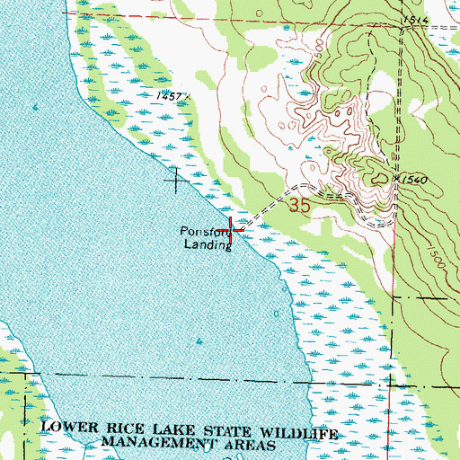 Topographic Map of Ponsford Landing, MN