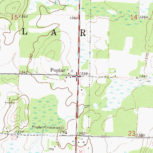 Topographic Map of Poplar, MN