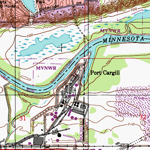 Topographic Map of Port Cargill, MN