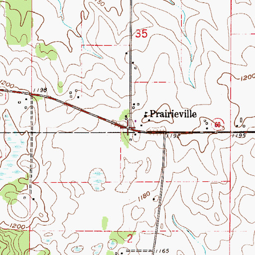 Topographic Map of Prairieville, MN