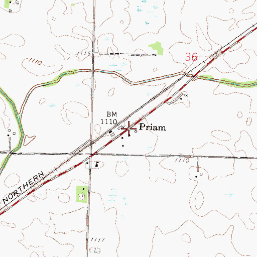 Topographic Map of Priam, MN
