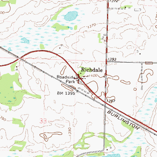 Topographic Map of Richdale, MN