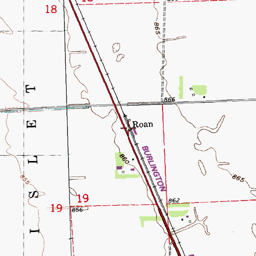 Topographic Map of Roan, MN