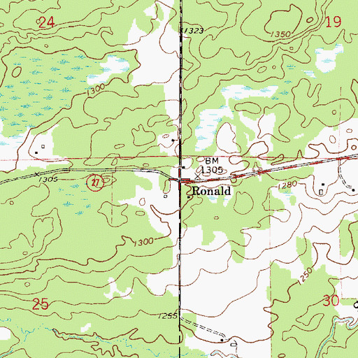 Topographic Map of Ronald, MN