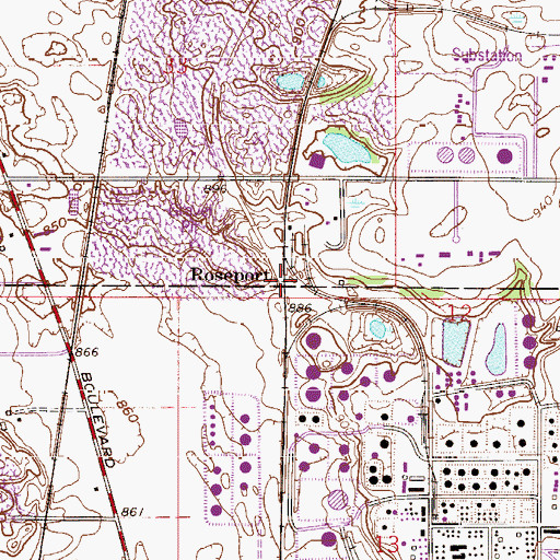 Topographic Map of Roseport, MN