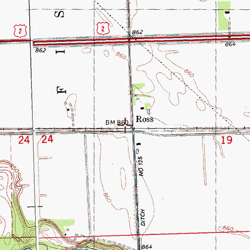 Topographic Map of Ross, MN