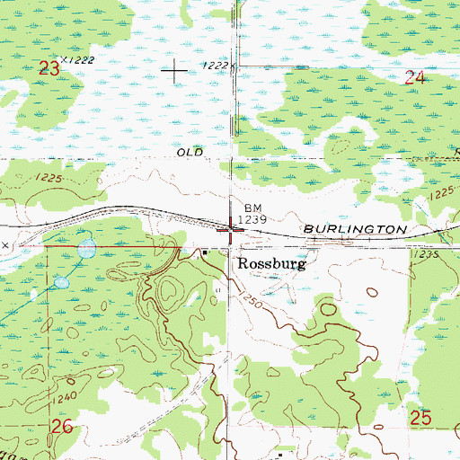 Topographic Map of Rossburg, MN