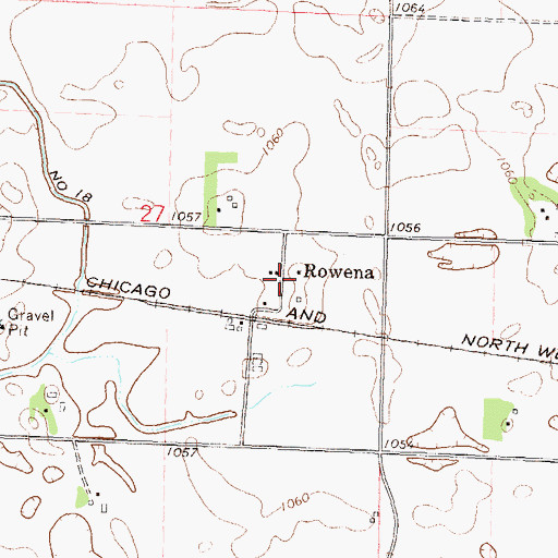 Topographic Map of Rowena, MN