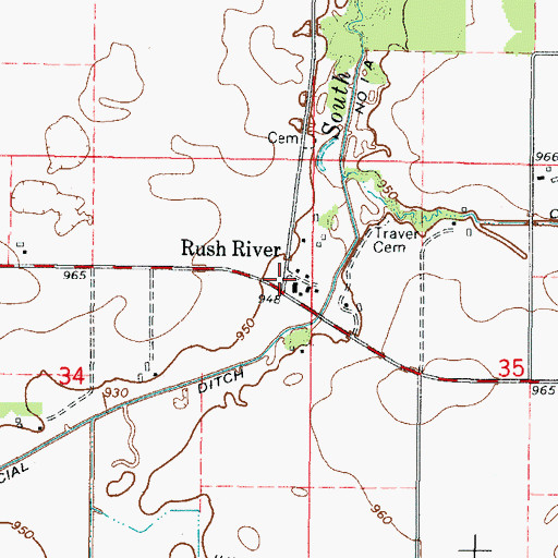 Topographic Map of Rush River, MN