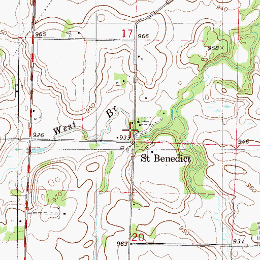 Topographic Map of Saint Benedict, MN