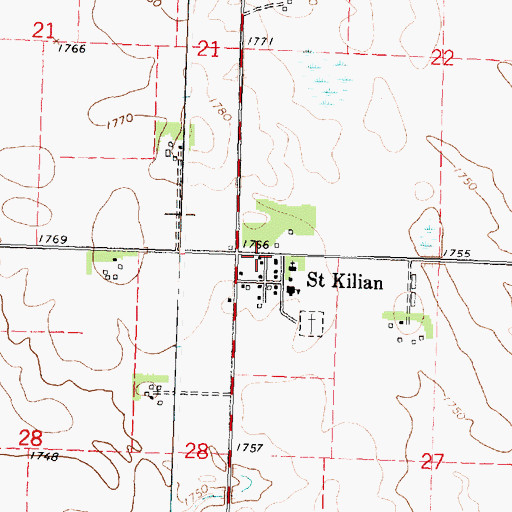 Topographic Map of Saint Kilian, MN