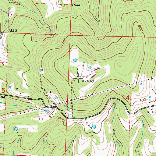 Topographic Map of White Oak Mountain, AR