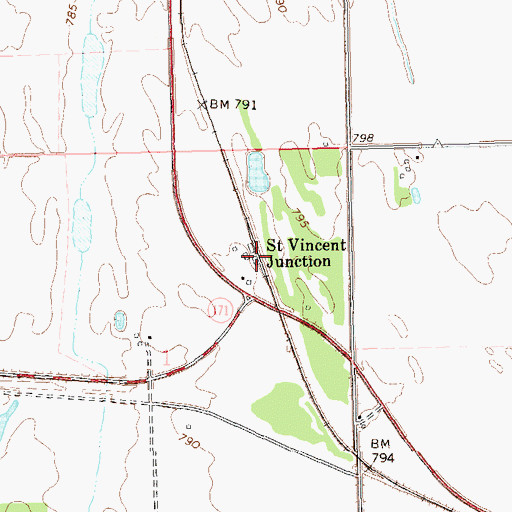 Topographic Map of Saint Vincent Junction, MN