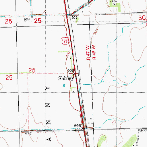 Topographic Map of Shirley, MN