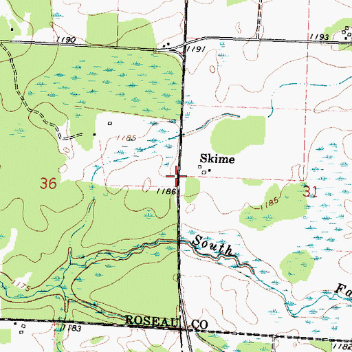 Topographic Map of Skime, MN