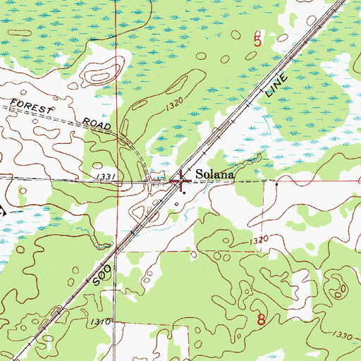 Topographic Map of Solana, MN