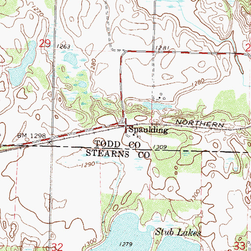 Topographic Map of Spaulding, MN