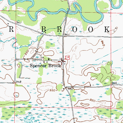 Topographic Map of Spencer Brook, MN