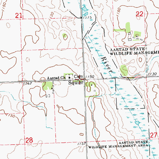 Topographic Map of Squier, MN