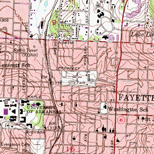 Topographic Map of Wilson Park, AR