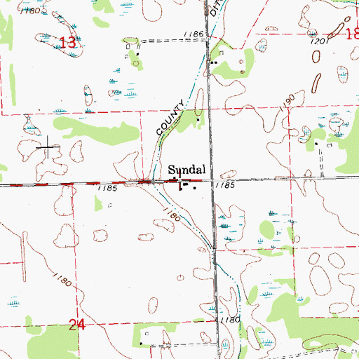 Topographic Map of Sundal, MN