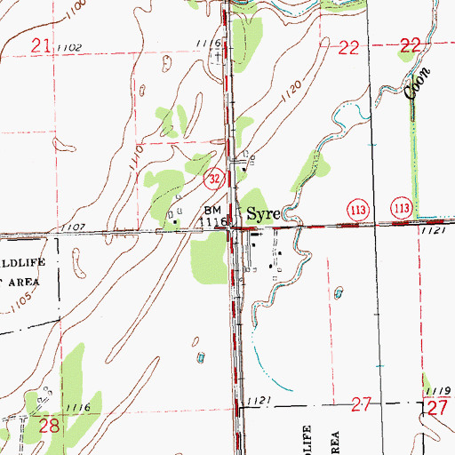 Topographic Map of Syre, MN