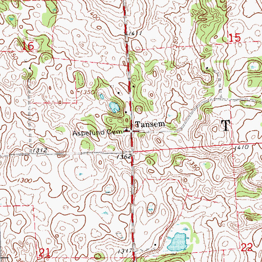 Topographic Map of Tansem, MN