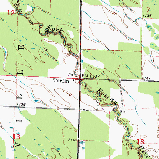 Topographic Map of Torfin, MN