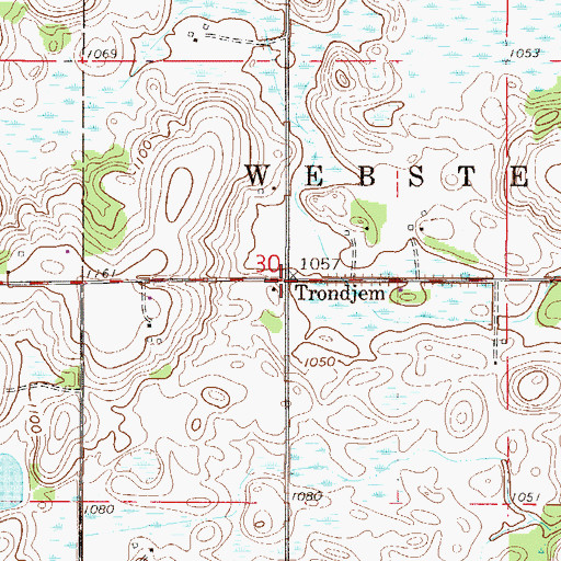 Topographic Map of Trondjem, MN