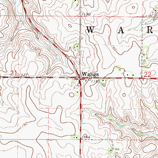 Topographic Map of Wangs, MN