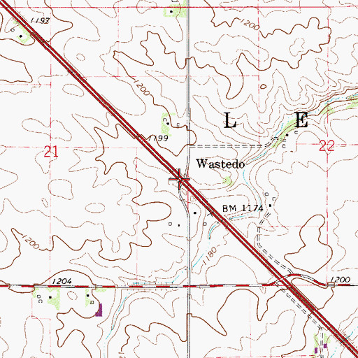 Topographic Map of Wastedo, MN
