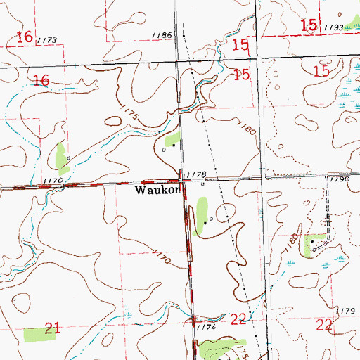 Topographic Map of Waukon, MN