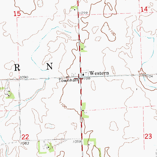 Topographic Map of Western, MN