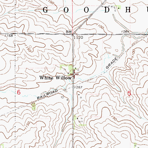 Topographic Map of White Willow, MN