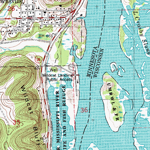 Topographic Map of Wildcat Landing Public Access, MN