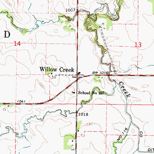 Topographic Map of Willow Creek, MN