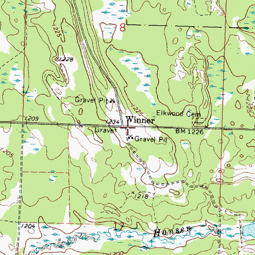 Topographic Map of Winner, MN