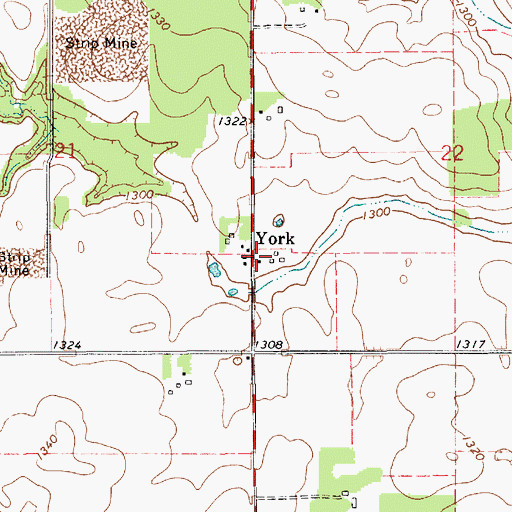 Topographic Map of York, MN
