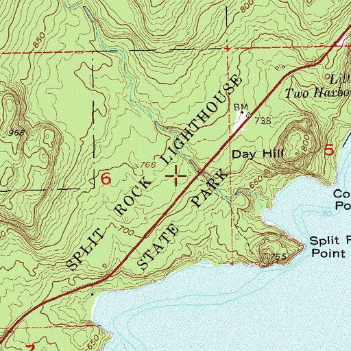 Topographic Map of Split Rock Lighthouse State Park, MN