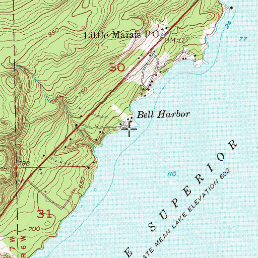Topographic Map of Bell Harbor, MN