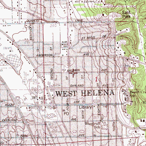 Topographic Map of First Assembly of God Church, AR
