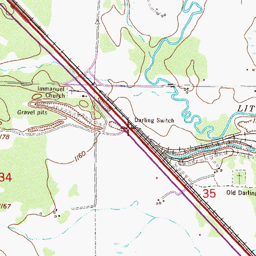 Topographic Map of Darling Switch, MN