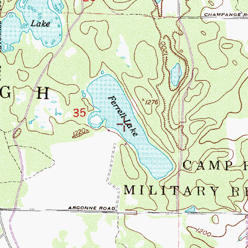 Topographic Map of Ferrell Lake, MN