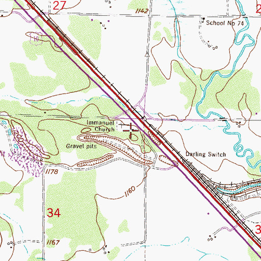 Topographic Map of Immanuel Church, MN