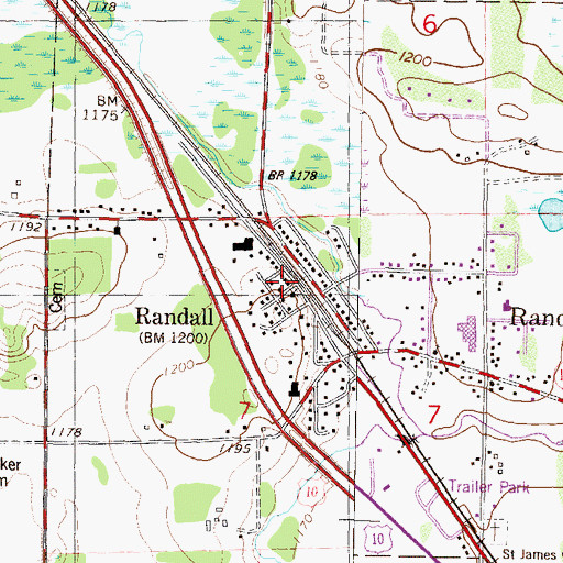 Topographic Map of Randall, MN