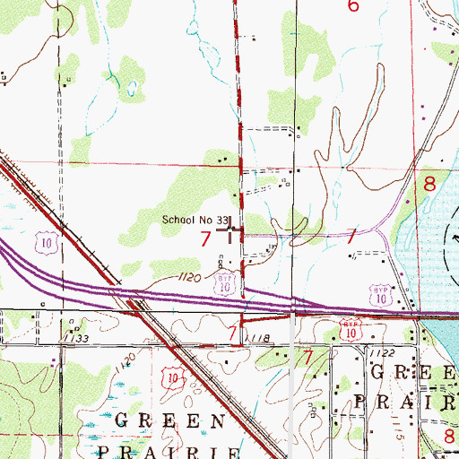Topographic Map of School Number 33, MN