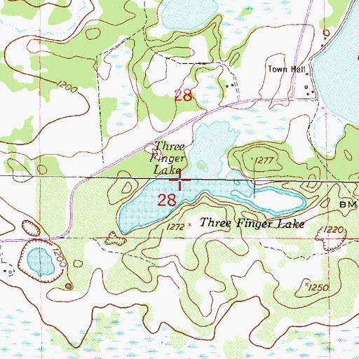 Topographic Map of Three Finger Lake, MN