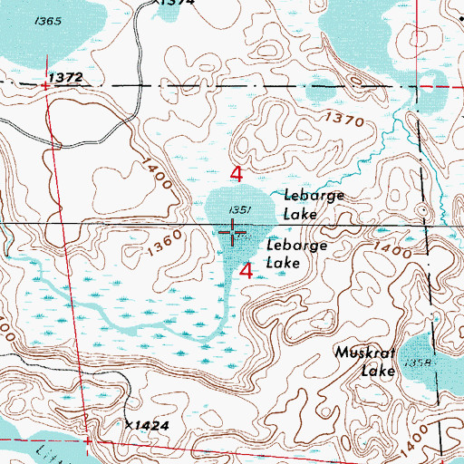 Topographic Map of Lebarge Lake, MN