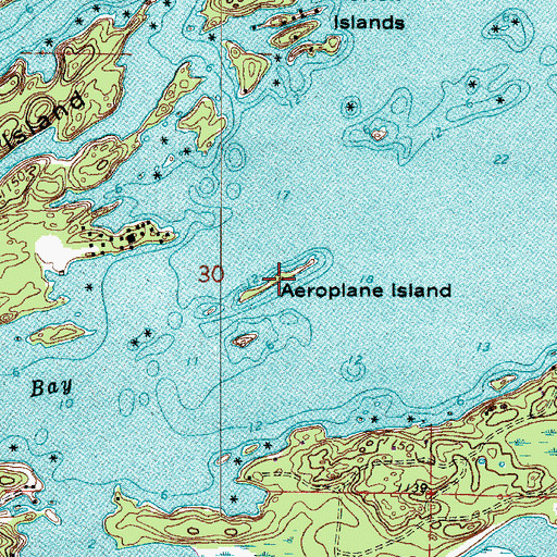 Topographic Map of Aeroplane Island, MN