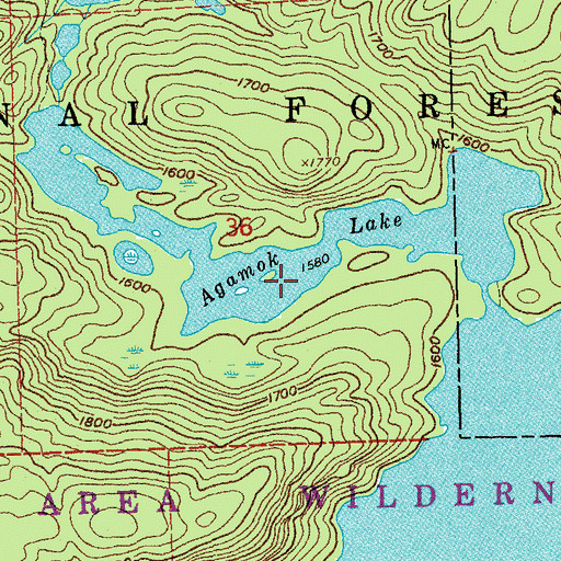 Topographic Map of Agamok Lake, MN